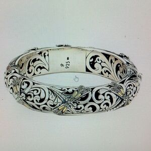 Samuel B Dragonfly Bangle Bracelet Silver +18 karat gold